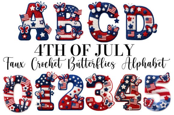 Celebrate Independence with 4th of July Crochet Alphabet PNG: A Creative and Versatile Design Solution