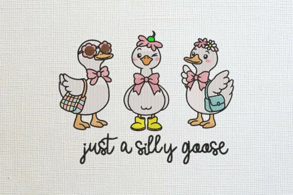 Charming Three Silly Geese Embroidery Design