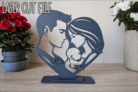 Couple with Baby Silhouette: A Heartfelt Addition to Your Family Decor