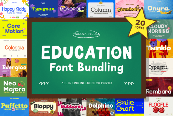 Education Bundle: A Playful and Cheerful Font Collection for Creative Learning Projects