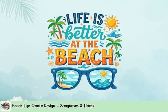 Embrace the Beach Vibes: A Closer Look at the Beach Life Quote Design - Sunglasses Palms