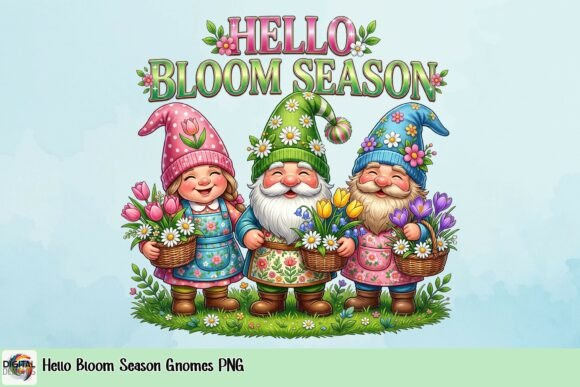Hello Bloom Season Gnomes PNG: A Whimsical Welcome to Spring