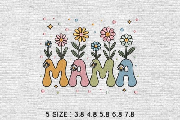 Retro Mama Floral Garden: A Charming Embroidery Design for Modern Mothers