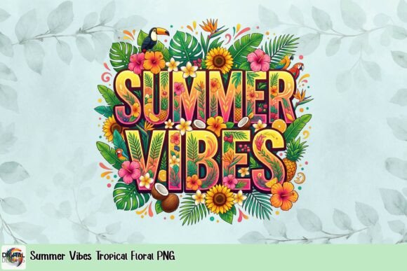 Summer Vibes Tropical Floral PNG: A Burst of Color and Energy for Your Designs