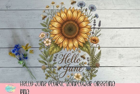 Welcome the Month of June with a Stunning Floral Sunflower Greeting PNG